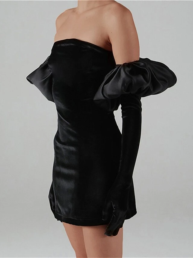 Women's Party Dress Velvet Dress Homecoming Dress Mini Dress Black White Pink Long Sleeve Color Block Backless Spring Fall Winter Strapless Fashion Winter Dress Wedding Guest Birthday Loose Fit 2023 5 Women's Party Dress Velvet Dress Homecoming Dress Mini Dress Black White Pink Long Sleeve Color Block Backless Spring Fall Winter Strapless Fashion Winter Dress Wedding Guest Birthday Loose Fit 2023 - Image 5