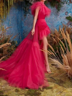 Women's Two Piece Dress Set Party Dress Sheath Dress Party Wedding Guest Fashion Party Ruched Ruffle Mini Dress One Shoulder Short Sleeve Plain Regular Fit Fuchsia Fall Winter S M L XL -Party Prom Dresses Sales Store crbakr1696239242882