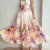 Women's Party Dress Wedding Guest Dress Swing Dress Long Dress Maxi Dress White Sleeveless Floral Ruffle Summer Spring Spaghetti Strap Fashion Birthday Wedding Guest Vacation 2023 S M L XL
