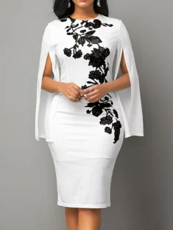 Women's Bodycon Sheath Dress Church Dress Midi Dress Black White Long Sleeve Floral Split Summer Spring Crew Neck Stylish Winter Dress Fall Dress 2023 S M L XL XXL 14 Women's Bodycon Sheath Dress Church Dress Midi Dress Black White Long Sleeve Floral Split Summer Spring Crew Neck Stylish Winter Dress Fall Dress 2023 S M L XL XXL -Party Prom Dresses Sales Store csauga1654832300872