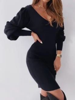 Women‘s Party Dress Lace Dress Black Dress Sheath Dress Mini Dress White Long Sleeve Pure Color Lace Winter Fall Autumn V Neck Elegant Party Winter Dress Fall Dress 2023 S M L XL -Party Prom Dresses Sales Store ctebqh1602248897263