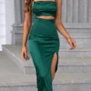 Women‘s Christmas Party Dress Cut Out Dress Cocktail Dress Midi Dress White Fuchsia Green Sleeveless Pure Color Backless Spring Fall Winter Spaghetti Strap Fashion Birthday Wedding Guest Vacation 2023