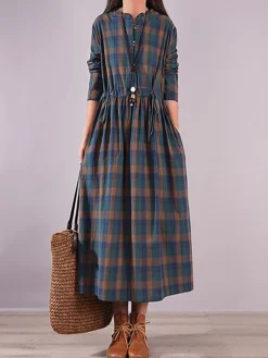 Women's Casual Dress Cotton Linen Dress Plaid Dress Midi Dress Linen / Cotton Blend Fashion Basic Outdoor Daily Holiday Stand Collar Pocket Print Long Sleeve Fall Winter Autumn 2023 Loose Fit Yellow 15 Women's Casual Dress Cotton Linen Dress Plaid Dress Midi Dress Linen / Cotton Blend Fashion Basic Outdoor Daily Holiday Stand Collar Pocket Print Long Sleeve Fall Winter Autumn 2023 Loose Fit Yellow -Party Prom Dresses Sales Store cwrwze1693553151584