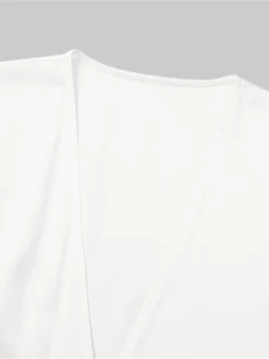 Women's Work Dress Satin Dress White Dress Fashion Midi Dress Lace Up V Neck Long Sleeve Plain Loose Fit White Fall Winter S M L XL XXL -Party Prom Dresses Sales Store cykwej1693374222136