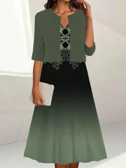 Women's Two Piece Dress Set Casual Dress Print Dress Outdoor Daily Fashion Elegant Print Midi Dress V Neck Half Sleeve Print Ombre Regular Fit Light Green Pink Dark Green Summer Spring S M L XL XXL 7 Women's Two Piece Dress Set Casual Dress Print Dress Outdoor Daily Fashion Elegant Print Midi Dress V Neck Half Sleeve Print Ombre Regular Fit Light Green Pink Dark Green Summer Spring S M L XL XXL -Party Prom Dresses Sales Store dadbey1688116777662