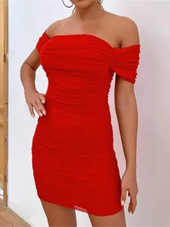Women's Party Dress Homecoming Dress Cocktail Dress Mini Dress Black White Red Short Sleeve Pure Color Ruched Spring Fall Winter Off Shoulder Fashion Wedding Guest Birthday Vacation Slim 2023 S M L XL 38 Women's Party Dress Homecoming Dress Cocktail Dress Mini Dress Black White Red Short Sleeve Pure Color Ruched Spring Fall Winter Off Shoulder Fashion Wedding Guest Birthday Vacation Slim 2023 S M L XL -Party Prom Dresses Sales Store ddplvk1693535330403