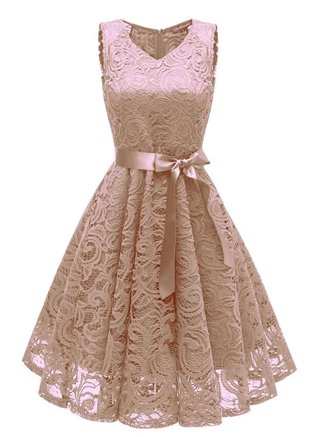 Women's Party Dress Vintage Tea Dresses Lace Dress Homecoming Dress Knee Length Dress Pink Wine Navy Blue Sleeveless Pure Color Lace Summer Spring Fall V Neck Vintage Party Wedding Guest Dress 13 Women's Party Dress Vintage Tea Dresses Lace Dress Homecoming Dress Knee Length Dress Pink Wine Navy Blue Sleeveless Pure Color Lace Summer Spring Fall V Neck Vintage Party Wedding Guest Dress - Image 13