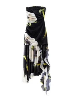 Women's Prom Dress Party Dress Wedding Guest Dress Long Dress Maxi Dress Black Sleeveless Floral Backless Spring Fall Winter Strapless Fashion Wedding Guest Evening Party Vacation 2023 S M L -Party Prom Dresses Sales Store dihxht1696839786719