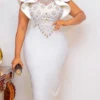 Women‘s Cocktail Party Dress Wedding Guest Dress Bodycon Midi Dress White Sleeveless Pure Color Lace Winter Fall Spring High Neck Sexy Weekend Loose Fit 2023 S M L XL XXL 3XL