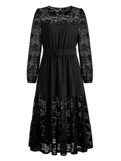 Women's Prom Dress Party Dress Lace Dress Long Dress Maxi Dress Black Pink Red Long Sleeve Pure Color Lace Spring Fall Winter Crew Neck Fashion Winter Dress Birthday Evening Party 2023 S M L XL XXL 38 Women's Prom Dress Party Dress Lace Dress Long Dress Maxi Dress Black Pink Red Long Sleeve Pure Color Lace Spring Fall Winter Crew Neck Fashion Winter Dress Birthday Evening Party 2023 S M L XL XXL -Party Prom Dresses Sales Store dlnnxw1692341649089