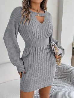 Women's Sweater Dress Jumper Dress Casual Dress Mini Dress Fashion Pure Color Outdoor Daily Going Out Crew Neck Long Sleeve Cut Out 2023 Loose Fit Wine Khaki Gray S M L 33 Women's Sweater Dress Jumper Dress Casual Dress Mini Dress Fashion Pure Color Outdoor Daily Going Out Crew Neck Long Sleeve Cut Out 2023 Loose Fit Wine Khaki Gray S M L -Party Prom Dresses Sales Store dnrhsa1695643847784