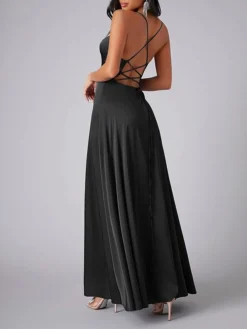 Women's Prom Dress Party Dress Satin Dress Long Dress Maxi Dress Black White Pink Sleeveless Pure Color Backless Summer Spring Fall Spaghetti Strap Fashion Evening Party Wedding Guest Vacation 2023 S -Party Prom Dresses Sales Store dnxoyd1690366393348