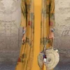 Women's Two Piece Dress Set Casual Dress Print Dress Outdoor Daily Basic Casual Print Long Dress Maxi Dress Crew Neck 3/4 Length Sleeve Print Loose Fit Yellow Summer Spring S M L XL XXL
