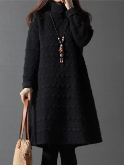 Women's Work Dress Sheath Dress Black Dress Fashion Midi Dress Ruched Turtleneck Long Sleeve Plain Loose Fit Black Wine Gray Fall Winter M L XL XXL -Party Prom Dresses Sales Store dpxqzu1693300599821