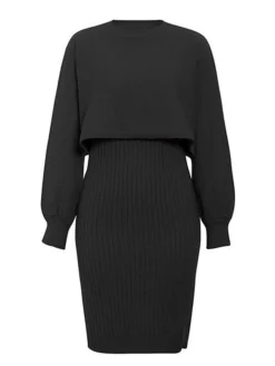 Women's Two Piece Dress Set Casual Dress Skirt Set Daily Going Out Fashion Streetwear Print Mini Dress Crew Neck Long Sleeve Plain Regular Fit Black Yellow Light Green Fall Winter M -Party Prom Dresses Sales Store dqdjyt1693295679149