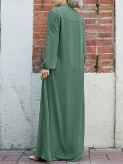 Women's Work Dress Swing Dress Black Dress Classic Long Dress Maxi Dress Zipper Pocket Stand Collar Long Sleeve Plain Loose Fit Black Brown Green Fall Winter S M L XL XXL 23 Women's Work Dress Swing Dress Black Dress Classic Long Dress Maxi Dress Zipper Pocket Stand Collar Long Sleeve Plain Loose Fit Black Brown Green Fall Winter S M L XL XXL -Party Prom Dresses Sales Store drkvfo1693300610883