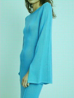Women's Sweater Dress Winter Dress Jumper Dress Long Dress Maxi Dress Split Street Daily Holiday Fashion Streetwear Crew Neck Long Sleeve 2023 Regular Fit Sky Blue Color S M L Size -Party Prom Dresses Sales Store duwvsx1692938889839
