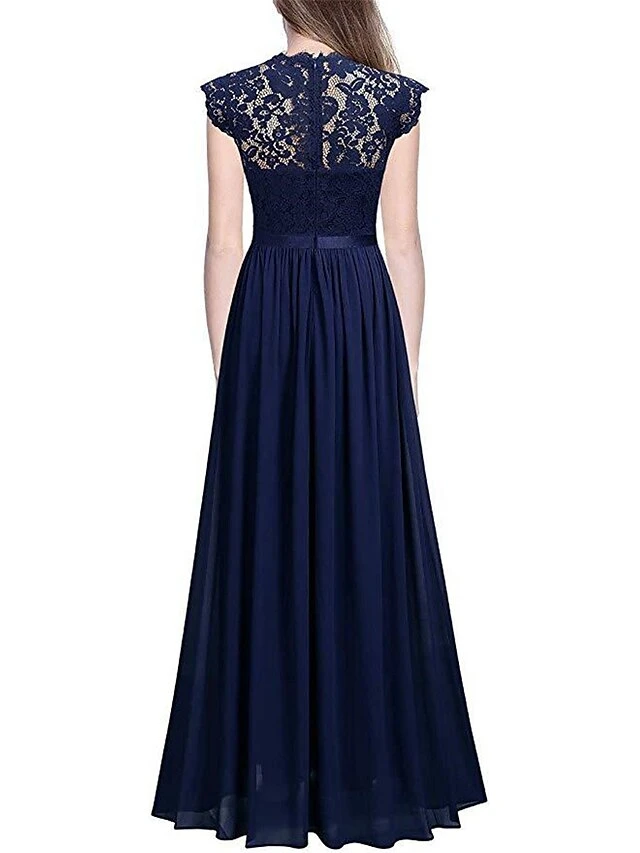 Women's Prom Dress Party Dress Lace Dress Long Dress Maxi Dress Black Wine Navy Blue Short Sleeve Pure Color Lace Summer Spring Fall Crew Neck Party Wedding Guest Vacation Fall Dress 2023 S M L XL 2XL 13 Women's Prom Dress Party Dress Lace Dress Long Dress Maxi Dress Black Wine Navy Blue Short Sleeve Pure Color Lace Summer Spring Fall Crew Neck Party Wedding Guest Vacation Fall Dress 2023 S M L XL 2XL - Image 13