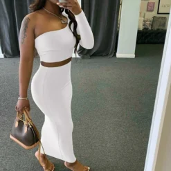 Women's Dress Set Two Piece Dress Skirt Set Long Dress Maxi Dress Black White Pink Long Sleeve Pure Color Cold Shoulder Summer Spring One Shoulder Stylish Winter Dress Fall Dress 2023 S M L 16 Women's Dress Set Two Piece Dress Skirt Set Long Dress Maxi Dress Black White Pink Long Sleeve Pure Color Cold Shoulder Summer Spring One Shoulder Stylish Winter Dress Fall Dress 2023 S M L -Party Prom Dresses Sales Store dwaogu1640164792807