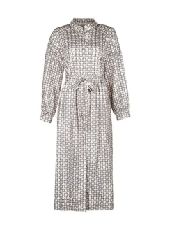 Women's Work Dress Casual Dress Swing Dress Fashion Office Daily Workfashion Midi Dress Lace Up Button Shirt Collar Long Sleeve Print Loose Fit Apricot Fall Winter S M L XL -Party Prom Dresses Sales Store ednake1695096215283