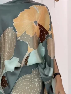 Women's Two Piece Dress Set Casual Dress Skirt Set Outdoor Date Fashion Streetwear Print Long Dress Maxi Dress Stand Collar Long Sleeve Floral Regular Fit Green Fall S M L XL XXL -Party Prom Dresses Sales Store eemdbl1693278315193