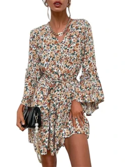 Women's Work Dress Casual Dress Sheath Dress Fashion Winter Dress Office Daily Mini Dress Lace Up Print V Neck Long Sleeve Floral Loose Fit Apricot Fall Winter S M L XL 18 Women's Work Dress Casual Dress Sheath Dress Fashion Winter Dress Office Daily Mini Dress Lace Up Print V Neck Long Sleeve Floral Loose Fit Apricot Fall Winter S M L XL -Party Prom Dresses Sales Store ejkfdp1695030990625