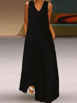 Women's Casual Dress Cotton Linen Dress Swing Dress Maxi Long Dress Cotton Blend Basic Modern Outdoor Daily Vacation V Neck Basic Sleeveless Summer Spring 2023 Regular Fit Black Wine Khaki Plain S M 13 Women's Casual Dress Cotton Linen Dress Swing Dress Maxi Long Dress Cotton Blend Basic Modern Outdoor Daily Vacation V Neck Basic Sleeveless Summer Spring 2023 Regular Fit Black Wine Khaki Plain S M -Party Prom Dresses Sales Store ejkszm1686038680785