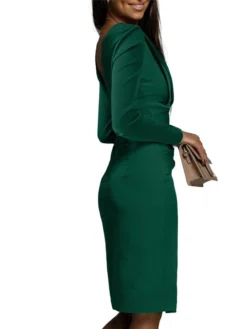 Women's Work Dress Sheath Dress Semi Formal Dress Fashion Winter Dress Office Workfashion Midi Dress Ruched Split V Neck Long Sleeve Stripe Plain Regular Fit Blue Green Fall Winter S M L XL XXL 11 Women's Work Dress Sheath Dress Semi Formal Dress Fashion Winter Dress Office Workfashion Midi Dress Ruched Split V Neck Long Sleeve Stripe Plain Regular Fit Blue Green Fall Winter S M L XL XXL -Party Prom Dresses Sales Store enoyav1695096218541