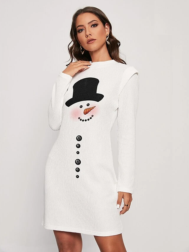 Women's Christmas Dress Sweater Dress Jumper Dress Midi Dress Ugly Snowman Outdoor Christmas Daily Holiday Round Neck Long Sleeve 2023 Regular Fit White S M L XL XXL 3XL 1 Women's Christmas Dress Sweater Dress Jumper Dress Midi Dress Ugly Snowman Outdoor Christmas Daily Holiday Round Neck Long Sleeve 2023 Regular Fit White S M L XL XXL 3XL