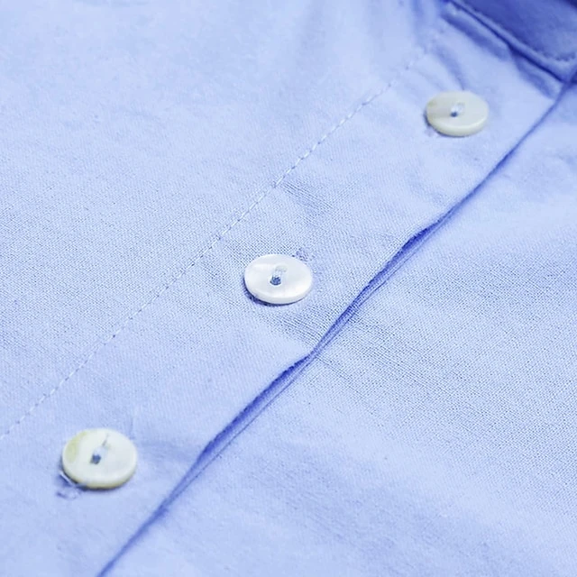 Women's Cotton Dress Pajamas Nightgown Nighty Pure Color Retro Comfort Home Daily Stand Collar Long Sleeve Button Summer Fall Spring White Blue 3 Women's Cotton Dress Pajamas Nightgown Nighty Pure Color Retro Comfort Home Daily Stand Collar Long Sleeve Button Summer Fall Spring White Blue - Image 3