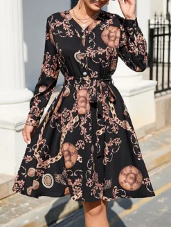 Women's Work Dress Semi Formal Dress A Line Dress Fashion Mini Dress Lace Up Button V Neck Long Sleeve Leopard Color Block Regular Fit Black White Red Fall S M L XL XXL 39 Women's Work Dress Semi Formal Dress A Line Dress Fashion Mini Dress Lace Up Button V Neck Long Sleeve Leopard Color Block Regular Fit Black White Red Fall S M L XL XXL -Party Prom Dresses Sales Store esjucy1693300623722