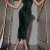 Women's Party Dress Velvet Dress Cocktail Dress Midi Dress Wine Dark Green Sleeveless Pure Color Split Spring Fall Winter One Shoulder Fashion Birthday Wedding Guest Vacation 2023 S M L XL
