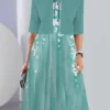 Women's Two Piece Dress Set Casual Dress Chiffon Dress Daily Going Out Fashion Streetwear Pocket Print Midi Dress Crew Neck Half Sleeve Floral Loose Fit Light Green Blue Dark Green Summer Spring S M