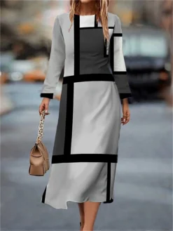 Women's Work Dress Casual Dress Semi Formal Dress Fashion Winter Dress Daily Midi Dress Print Crew Neck Long Sleeve Geometric Plaid Slim Light Pink Pink Blue Fall Winter S M L XL XXL 8 Women's Work Dress Casual Dress Semi Formal Dress Fashion Winter Dress Daily Midi Dress Print Crew Neck Long Sleeve Geometric Plaid Slim Light Pink Pink Blue Fall Winter S M L XL XXL -Party Prom Dresses Sales Store evurcc1694660964425