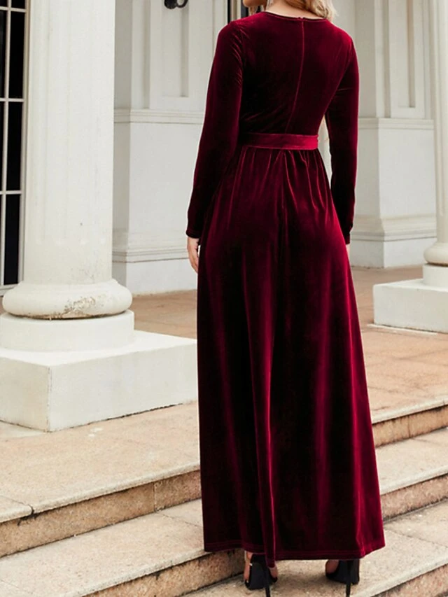 Women's Party Dress Velvet Dress Emerald Green Dress Long Dress Maxi Dress Black Wine Green Long Sleeve Pure Color Lace Up Spring Fall Winter Round Neck Fashion Winter Dress Fall Dress Spring Dress 8 Women's Party Dress Velvet Dress Emerald Green Dress Long Dress Maxi Dress Black Wine Green Long Sleeve Pure Color Lace Up Spring Fall Winter Round Neck Fashion Winter Dress Fall Dress Spring Dress - Image 8