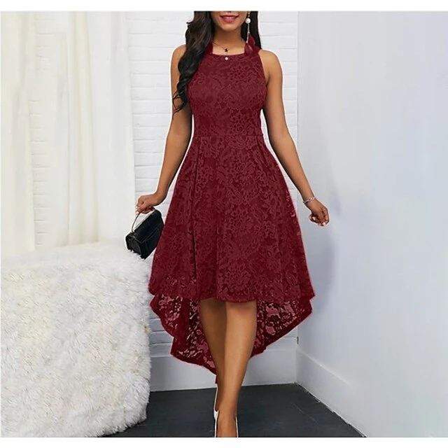 Women's Party Dress Lace Dress Cocktail Dress Midi Dress Black Wine Royal Blue Pure Color Lace Fall Spring Summer Crew Neck Elegant Office Wedding Guest Summer Dress 2023 S M L XL XXL 3XL 2 Women's Party Dress Lace Dress Cocktail Dress Midi Dress Black Wine Royal Blue Pure Color Lace Fall Spring Summer Crew Neck Elegant Office Wedding Guest Summer Dress 2023 S M L XL XXL 3XL - Image 2