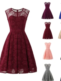 Women's Retro 1950s Vintage Tea Dresses Midi Dress Party Outdoor Lace Ruched Plain Crew Neck Sleeveless Regular Fit Summer Spring 2023 Black Pink S M L XL 14 Women's Retro 1950s Vintage Tea Dresses Midi Dress Party Outdoor Lace Ruched Plain Crew Neck Sleeveless Regular Fit Summer Spring 2023 Black Pink S M L XL -Party Prom Dresses Sales Store ezsrhk1673235461652