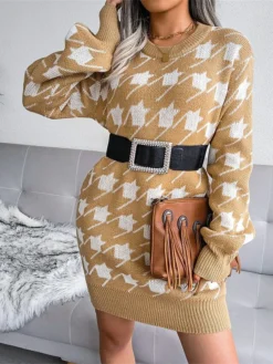 Women's Sweater Dress Jumper Dress Casual Dress Mini Dress Fashion Houndstooth Outdoor Daily Vacation Going Out Crew Neck Long Sleeve 2023 Loose Fit Black Wine Sky Blue S M L 33 Women's Sweater Dress Jumper Dress Casual Dress Mini Dress Fashion Houndstooth Outdoor Daily Vacation Going Out Crew Neck Long Sleeve 2023 Loose Fit Black Wine Sky Blue S M L -Party Prom Dresses Sales Store fbdwae1695031700572