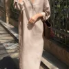 Women's Casual Dress Cotton Linen Dress Shift Dress Maxi Long Dress Linen / Cotton Blend Fashion Modern Outdoor Daily Vacation V Neck Button Long Sleeve Fall Winter Autumn 2023 Loose Fit Black Yellow
