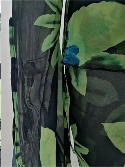 Women's Two Piece Dress Set Casual Dress Skirt Set Daily Going Out Casual Drawstring Cut Out Long Dress Maxi Dress V Neck Long Sleeve Print Slim Green Fall S M L -Party Prom Dresses Sales Store fbzaee1693374468823