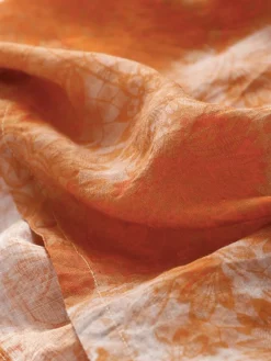 Women's Casual Dress Linen Dress Midi Dress Linen Fashion Romantic Outdoor Daily Holiday Crew Neck Pocket Print 3/4 Length Sleeve Fall Winter Autumn 2023 Loose Fit Blue Orange Painting Flower M L XL -Party Prom Dresses Sales Store fdfpnu1694418655121