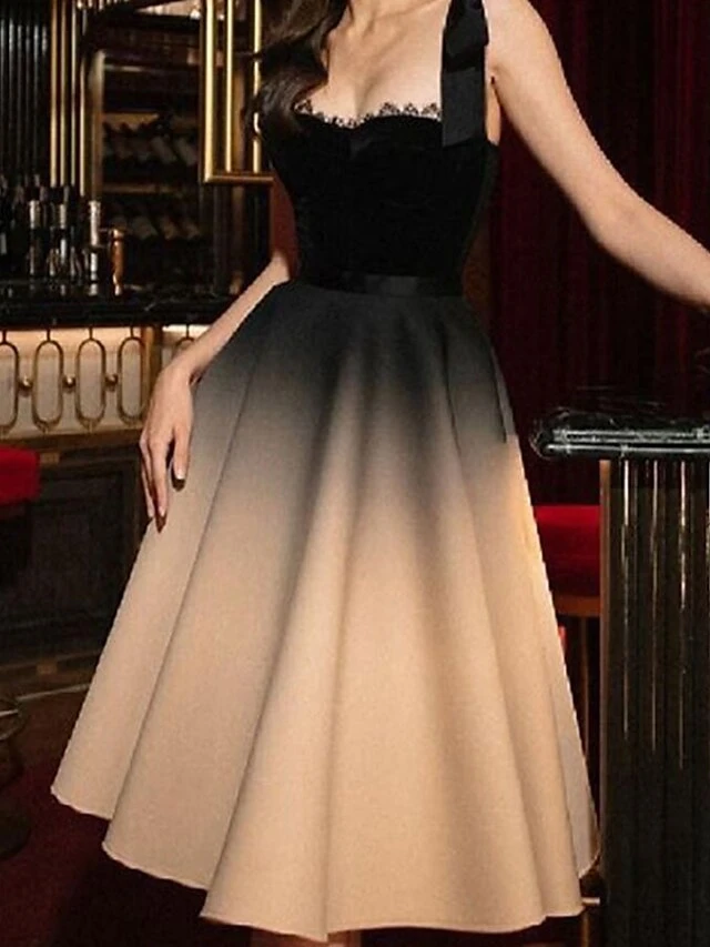 Women‘s Party Dress Homecoming Dress Wedding Guest Dress Velvet Dress A Line Dress Knee Length Dress Black Sleeveless Color Gradient Ruched Fall Spring Autumn Cold Shoulder Party 2023 XS S M L XL XXL 2 Women‘s Party Dress Homecoming Dress Wedding Guest Dress Velvet Dress A Line Dress Knee Length Dress Black Sleeveless Color Gradient Ruched Fall Spring Autumn Cold Shoulder Party 2023 XS S M L XL XXL - Image 2