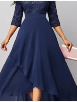Women‘s Formal Party Dress Maxi Long Dress Navy Blue 3/4 Length Sleeve Print Pure Color Ruched Lace Fall Winter V Neck Elegant Fashion Modern 2023 3XL 11 Women‘s Formal Party Dress Maxi Long Dress Navy Blue 3/4 Length Sleeve Print Pure Color Ruched Lace Fall Winter V Neck Elegant Fashion Modern 2023 3XL -Party Prom Dresses Sales Store fefbfd1669449012792