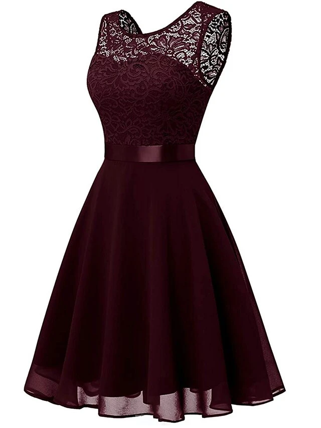 Women‘s Party Dress Lace Dress Knee Length Dress Pink Red Wine Dark Blue Red White Black Sleeveless Pure Color Lace Spring Summer Crew Neck Elegant 2022 XS S M L XL XXL XXXL 8 Women‘s Party Dress Lace Dress Knee Length Dress Pink Red Wine Dark Blue Red White Black Sleeveless Pure Color Lace Spring Summer Crew Neck Elegant 2022 XS S M L XL XXL XXXL - Image 8
