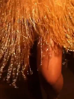 Women's Party Dress Fringe Dress Tassel Dress Knee Length Dress Gold Sleeveless Pure Color Tassel Fringe Summer Spring Deep V Fashion Loose Fit 2023 S M L XL XXL -Party Prom Dresses Sales Store fmlbeu1646303084210