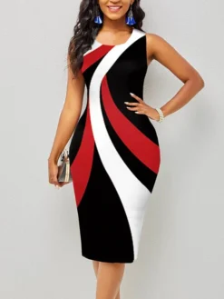 Women's Work Dress Bodycon Sheath Dress Midi Dress Black Wine Red Sleeveless Floral Print Summer Spring Crew Neck Fashion Summer Dress 2023 S M L XL XXL 3XL