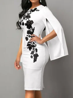 Women's Bodycon Sheath Dress Church Dress Midi Dress Black White Long Sleeve Floral Split Summer Spring Crew Neck Stylish Winter Dress Fall Dress 2023 S M L XL XXL 13 Women's Bodycon Sheath Dress Church Dress Midi Dress Black White Long Sleeve Floral Split Summer Spring Crew Neck Stylish Winter Dress Fall Dress 2023 S M L XL XXL -Party Prom Dresses Sales Store fnqfff1654832300632