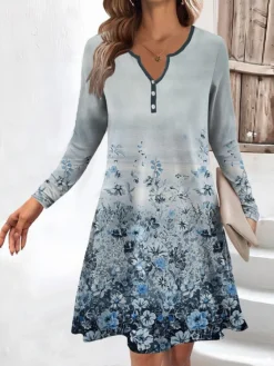 Women's Work Dress Casual Dress Fashion Winter Dress Daily Mini Dress Button Print V Neck Long Sleeve Floral Ombre Regular Fit Blue Green Light Blue Fall Winter S M L XL XXL 5 Women's Work Dress Casual Dress Fashion Winter Dress Daily Mini Dress Button Print V Neck Long Sleeve Floral Ombre Regular Fit Blue Green Light Blue Fall Winter S M L XL XXL -Party Prom Dresses Sales Store fozidp1694670733957
