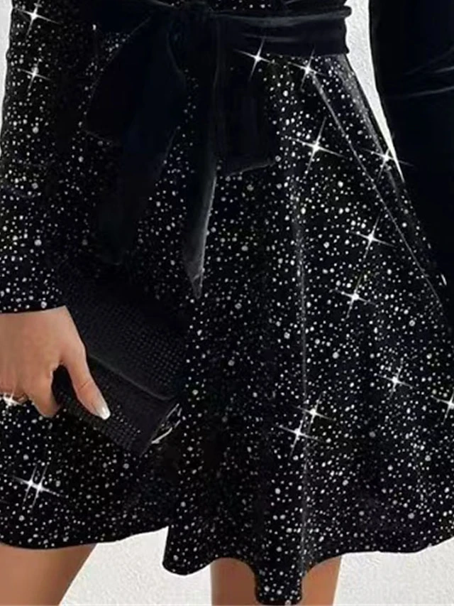 Women‘s Party Dress Velvet Dress Homecoming Dress Black Dress Mini Dress Long Sleeve Pure Color Beads Fall Winter Autumn V Neck Fashion Winter Dress Wedding Guest Birthday Slim 2023 3 Women‘s Party Dress Velvet Dress Homecoming Dress Black Dress Mini Dress Long Sleeve Pure Color Beads Fall Winter Autumn V Neck Fashion Winter Dress Wedding Guest Birthday Slim 2023 - Image 3