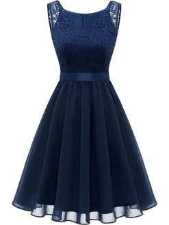 Women's Party Dress Lace Dress Homecoming Dress Midi Dress Pink Wine Khaki Sleeveless Pure Color Lace Summer Spring Fall V Neck Vintage Wedding Guest Birthday Vacation 2023 S M L XL XXL